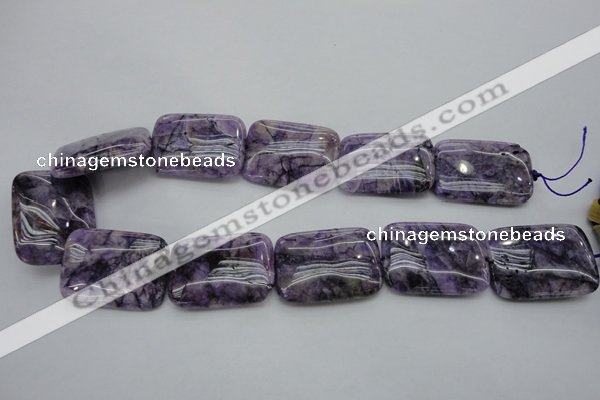 CDA312 15.5 inches 25*35mm rectangle dyed dogtooth amethyst beads