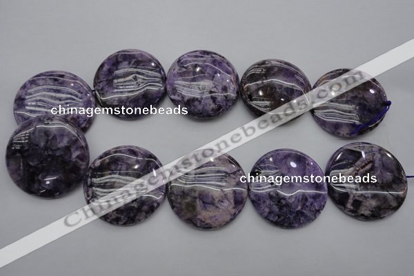 CDA318 15.5 inches 40mm flat round dyed dogtooth amethyst beads