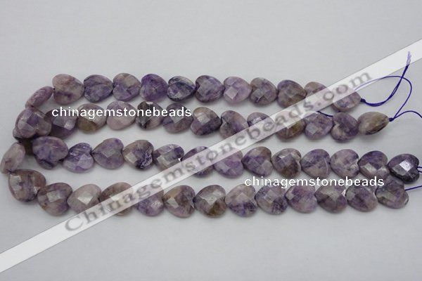 CDA325 15.5 inches 16*16mm faceted heart dyed dogtooth amethyst beads