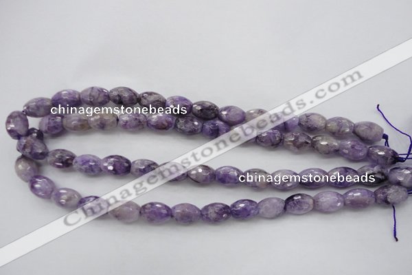 CDA333 15.5 inches 10*14mm faceted rice dyed dogtooth amethyst beads