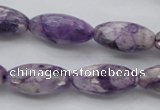 CDA334 15.5 inches 10*20mm faceted rice dyed dogtooth amethyst beads