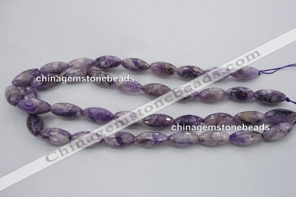 CDA334 15.5 inches 10*20mm faceted rice dyed dogtooth amethyst beads