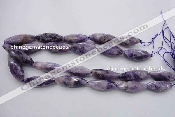 CDA335 15.5 inches 14*35mm faceted rice dyed dogtooth amethyst beads