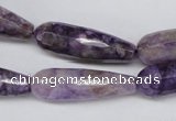 CDA341 15.5 inches 10*30mm faceted teardrop dyed dogtooth amethyst beads