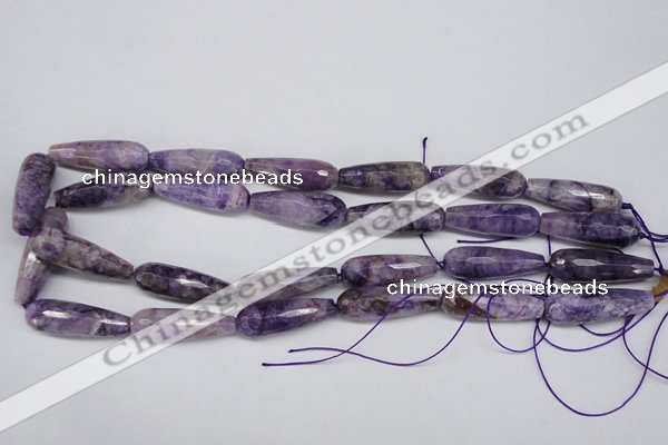 CDA341 15.5 inches 10*30mm faceted teardrop dyed dogtooth amethyst beads