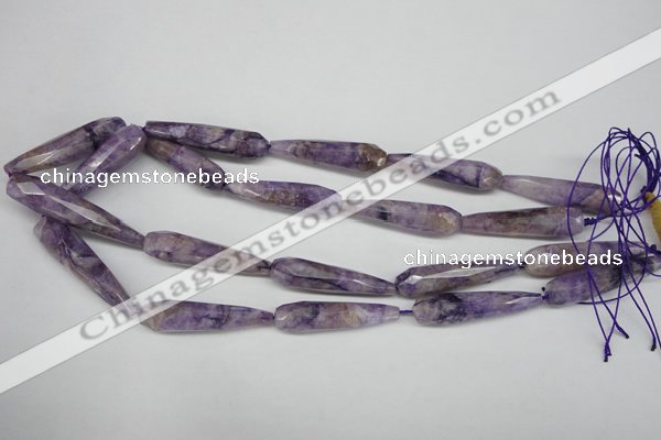 CDA342 15.5 inches 10*40mm faceted teardrop dyed dogtooth amethyst beads