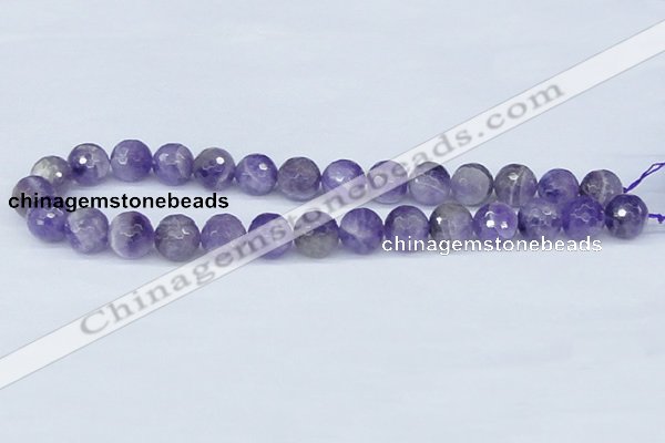 CDA62 15.5 inches 14mm faceted round dogtooth amethyst beads