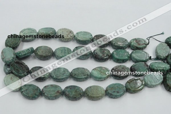 CDB14 15.5 inches 18*25mm carved oval natural new dragon blood jasper beads