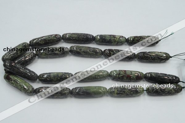 CDB204 12*40mm carved cylinder natural dragon blood jasper beads