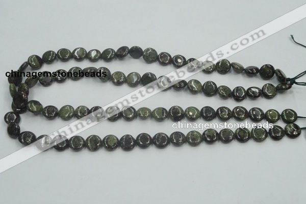 CDB205 15.5 inches 10mm flat round natural dragon blood jasper beads