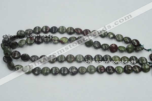 CDB206 15.5 inches 12mm flat round natural dragon blood jasper beads