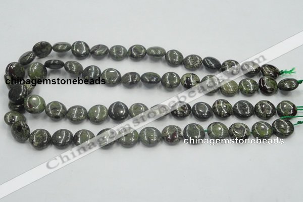 CDB207 15.5 inches 14mm flat round natural dragon blood jasper beads