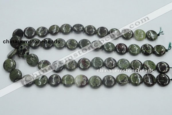 CDB208 15.5 inches 16mm flat round natural dragon blood jasper beads