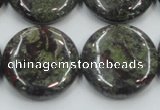 CDB210 15.5 inches 25mm flat round natural dragon blood jasper beads