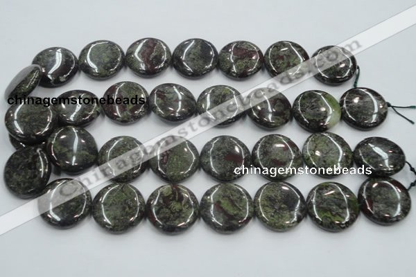 CDB210 15.5 inches 25mm flat round natural dragon blood jasper beads