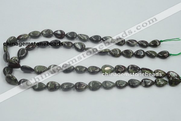 CDB215 15.5 inches 10*14mm flat teardrop natural dragon blood jasper beads