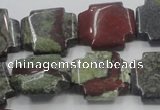 CDB224 15.5 inches 20*20mm cross natural dragon blood jasper beads