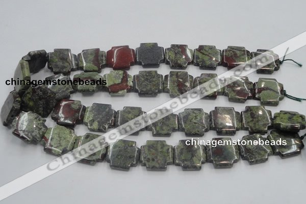 CDB224 15.5 inches 20*20mm cross natural dragon blood jasper beads