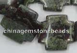 CDB225 15.5 inches 25*25mm cross natural dragon blood jasper beads