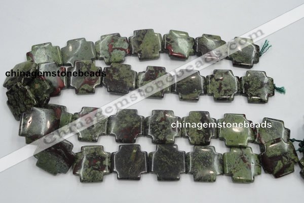 CDB225 15.5 inches 25*25mm cross natural dragon blood jasper beads