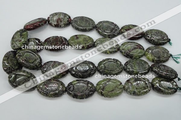 CDB248 15.5 inches 22*30mm carved oval natural dragon blood jasper beads