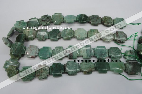 CDB29 15.5 inches 20*20mm cross new dragon blood jasper beads