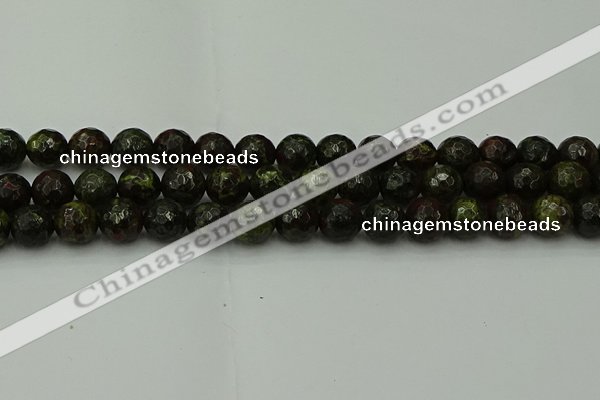 CDB314 15.5 inches 12mm faceted round dragon blood jasper beads