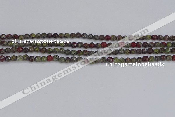 CDB320 15.5 inches 4mm faceted round dragon blood jasper beads