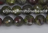 CDB322 15.5 inches 8mm faceted round dragon blood jasper beads