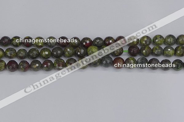 CDB323 15.5 inches 10mm faceted round dragon blood jasper beads