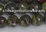 CDB324 15.5 inches 12mm faceted round dragon blood jasper beads