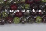 CDB328 15.5 inches 4mm faceted round A grade dragon blood jasper beads