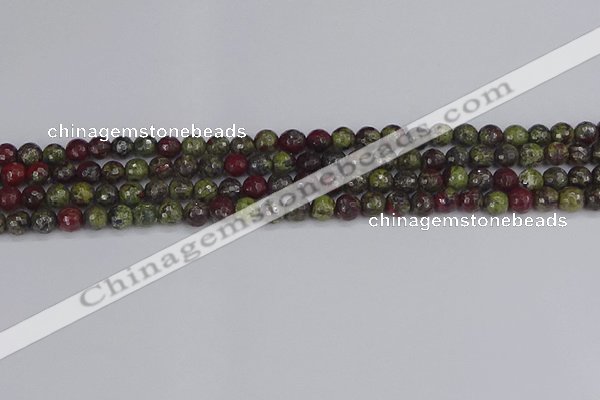 CDB328 15.5 inches 4mm faceted round A grade dragon blood jasper beads