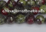 CDB330 15.5 inches 8mm faceted round A grade dragon blood jasper beads