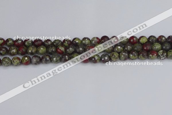 CDB330 15.5 inches 8mm faceted round A grade dragon blood jasper beads