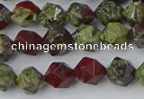 CDB336 15.5 inches 6mm faceted nuggets dragon blood jasper beads