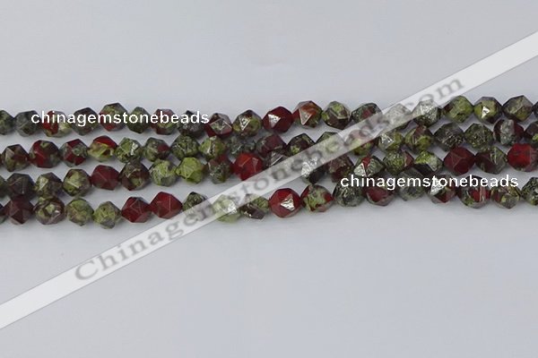 CDB336 15.5 inches 6mm faceted nuggets dragon blood jasper beads