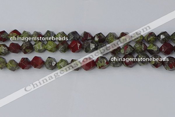 CDB339 15.5 inches 12mm faceted nuggets dragon blood jasper beads