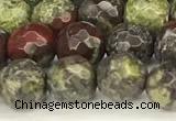 CDB350 15 inches 6mm faceted round dragon blood jasper beads