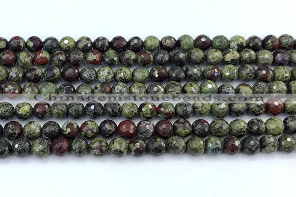 CDB355 15 inches 6mm faceted round dragon blood jasper beads