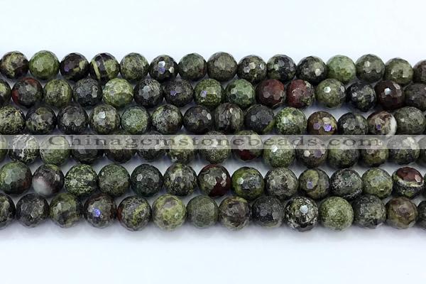 CDB356 15 inches 8mm faceted round dragon blood jasper beads