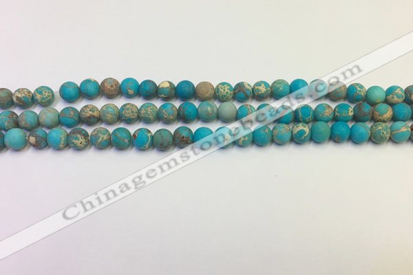 CDE1025 15.5 inches 4mm round matte sea sediment jasper beads