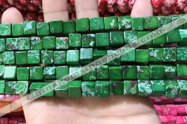 CDE1115 15.5 inches 8*8mm cube sea sediment jasper beads