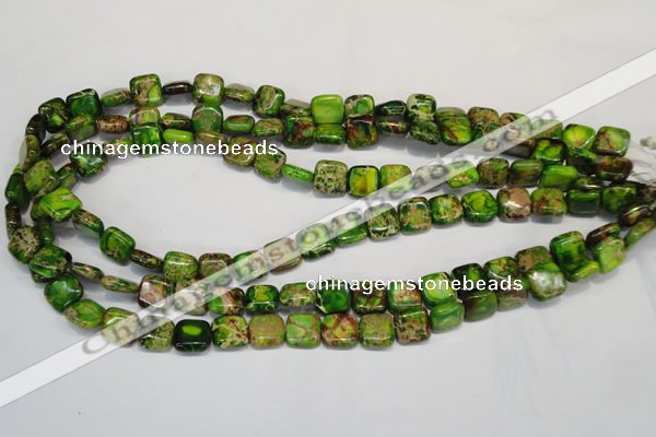 CDE120 15.5 inches 10*10mm square dyed sea sediment jasper beads