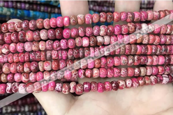 CDE1264 15.5 inches 4*6mm rondelle sea sediment jasper beads