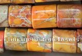 CDE1340 15.5 inches 8*8mm tube sea sediment jasper beads