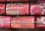 CDE1352 15.5 inches 8*16mm tube sea sediment jasper beads