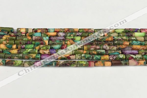 CDE1429 15.5 inches 4*13mm tube sea sediment jasper beads wholesale