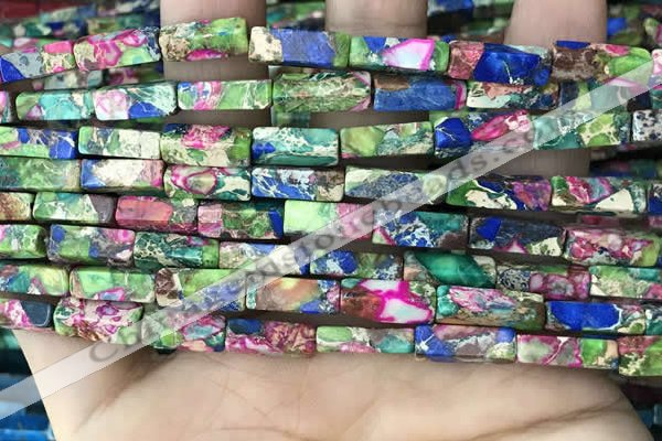 CDE1492 15.5 inches 4*13mm cuboid synthetic sea sediment jasper beads
