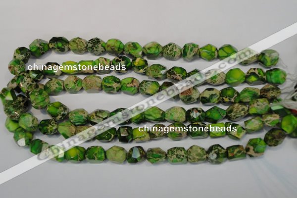 CDE155 15.5 inches 10*12mm faceted nugget dyed sea sediment jasper beads